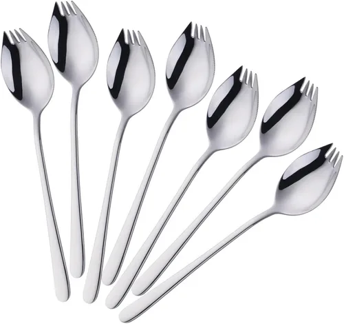 Miniatura 9 de Buyer Star Sporks - Juego de 6 tenedores de acero inoxidable 18/8 para uso diario en el hogar, 7.6 pulgadas, 1.6 onzas, cuchara para helado