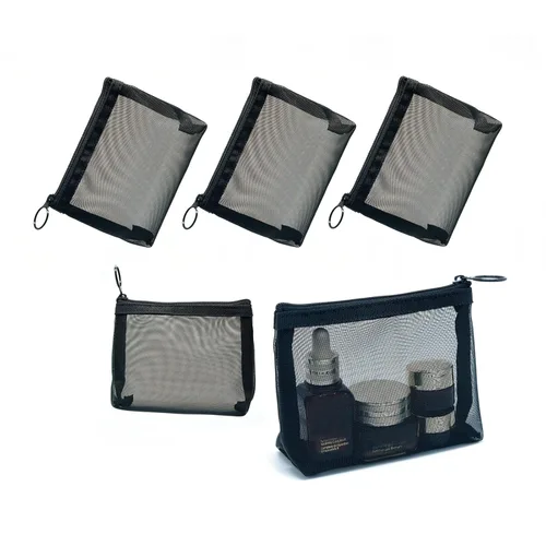 Miniatura 14 de Patu Bolsas de malla con cremallera, organizador de accesorios cosméticos de maquillaje de belleza, kit de aseo de viaje, bolsa de almacenamiento, 5