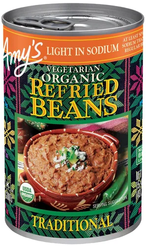 Miniatura 6 de Amy's Frijoles refritos orgánicos enlatados, frijoles tradicionales ligeros en sodio, veganos sin gluten y vegetarianos, 15.4 onzas (paquete de 12)