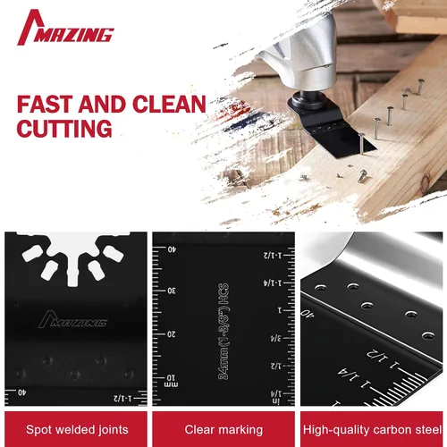 Miniatura 2 de MAZING 36 hojas de sierra oscilantes, cuchillas multiherramienta, cuchillas multiherramienta de liberación rápida para madera, metal y plástico