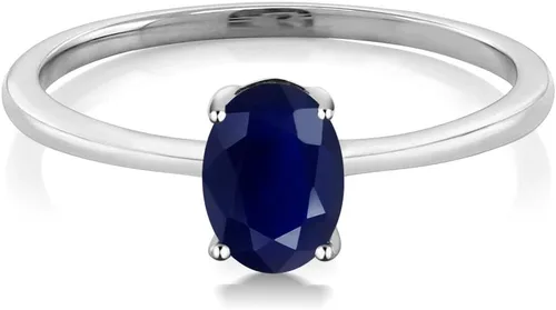 Miniatura 11 de Gem Stone King Anillo de compromiso solitario con piedra preciosa de oro blanco de 10 quilates, ovalado, 0.27 x 0.19 pulgadas, anillo de promesa