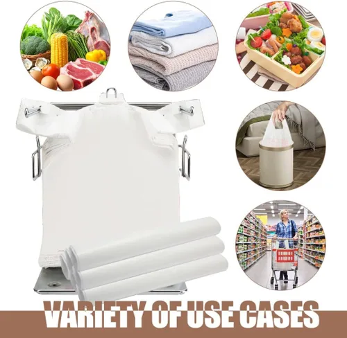 Miniatura 3 de ROYALNA 100 unidades, bolsas de plástico para compras de playera blancas (12" x 6.5" x 21"), reutilizables y desechables para restaurantes, tiendas