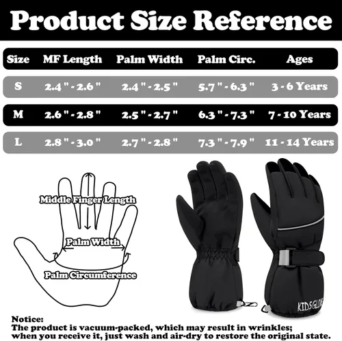 Miniatura 6 de Sarfel Guantes de nieve para niños, guantes de esquí impermeables para niños y niñas