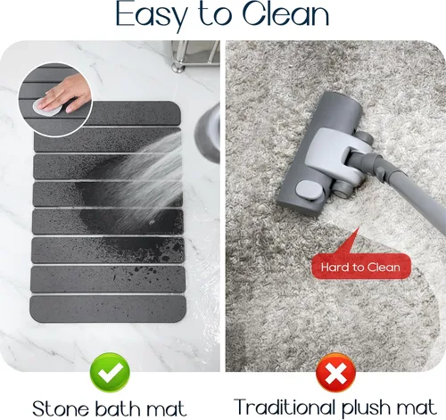 Miniatura 6 de Tapete de baño de piedra de diatomeas antideslizante, plegable para baño, secado rápido, súper absorbentes, tierra de diatomeas, de 24 x 16 Gris