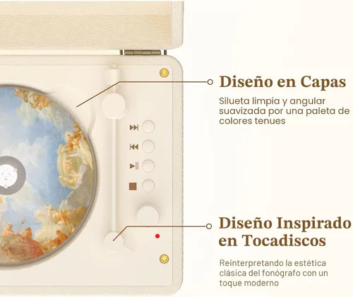 Miniatura 3 de Reproductor de CD portátil con Bluetooth 5.2, batería recargable y altavoces integrados, diseño de maleta retro de alta fidelidad para decoración