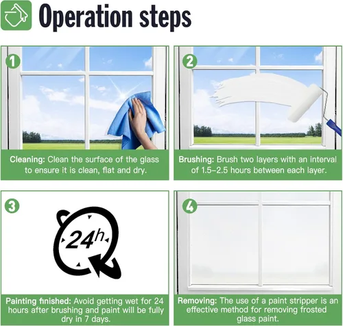 Miniatura 6 de DWIL Pintura de vidrio esmerilado para ventana, pintura de privacidad para ventana, impermeable y resistente a los rayos UV, aerosol de vidrio