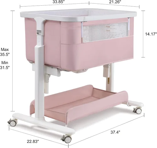 Miniatura 6 de Moisés eléctrico para bebé con movimiento mecedor, 3 en 1, para recién nacido con 5 alturas ajustables, cama automática para niño/niño, rosa
