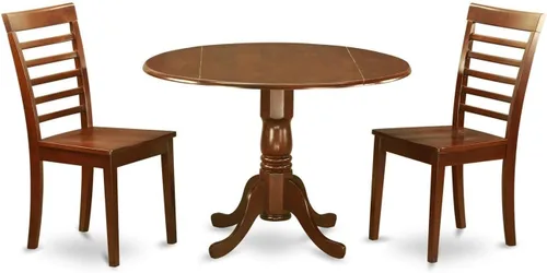 Miniatura 13 de East West Furniture DLML3-MAH-C - Juego de comedor de 3 piezas que contiene una mesa de comedor redonda con gotas y 2 sillas tapizadas de tela