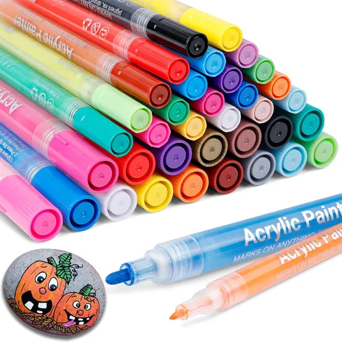 Miniatura 11 de JR.WHITE Juego de 18 rotuladores de pintura acrílica de punta extrafina, punta fina de 0.028 in para decoración de huevos de Pascua, pintura roca