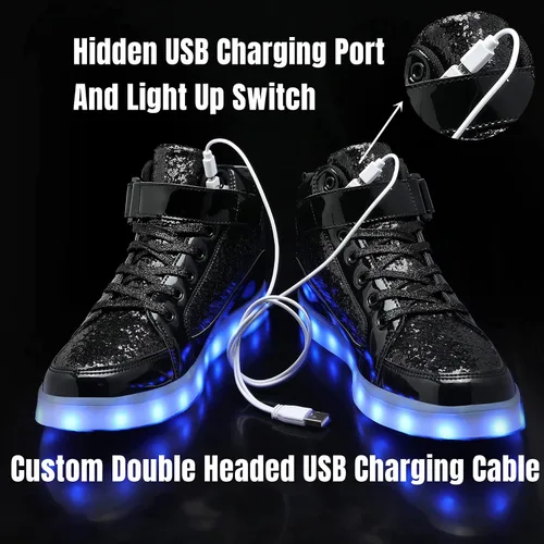 Miniatura 4 de IGxx Zapatos con luz LED para niños, tenis de alta calidad, zapatos con luces para niños, carga USB, entrenadores luminosos intermitentes