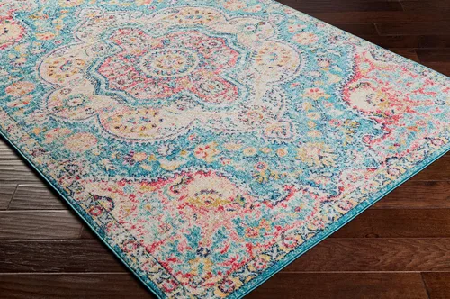 Miniatura 5 de Artistic Weavers Romaine - Alfombra vintage con medallón, 2 pies x 3 pies, celeste Azul cielo