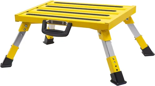 Miniatura 8 de Homeon Wheels Escalones de Aluminio para RV Taburete Plegable Ajustable con Pies de Goma Antideslizantes, Plataforma Estable que Soporta 1000