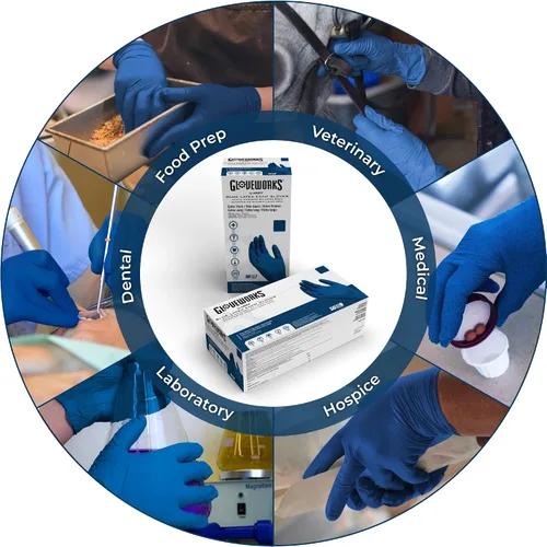 Miniatura 3 de AMMEX Blue Disposable Latex Exam Gloves, 13 Mil, Powder-Free, Textured, Non-Sterile, Longer Cuff