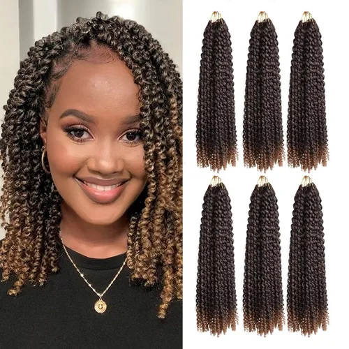 Miniatura 19 de Cabello de estilo Passion Twists de 14 pulgadas, cabello ondulado de ganchillo para mujeres negras, cabello rizado bohemio para trenzas de mariposa
