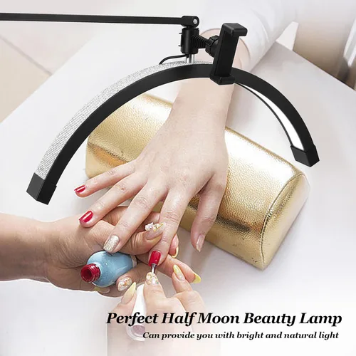 Miniatura 2 de Luz LED de media luna de 20 pulgadas, lámpara de maquillaje de pestañas de 24 W con decoración de diamantes de imitación, temperatura de color de 3