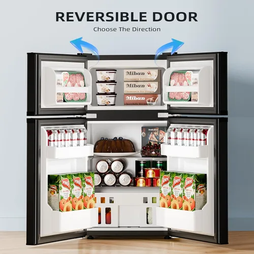 Miniatura 6 de Antarctic Star 3.2 pies cúbicos, mini refrigerador con congelador, mininevera de dos puertas, refrigerador compacto, termostato ajustable, mini