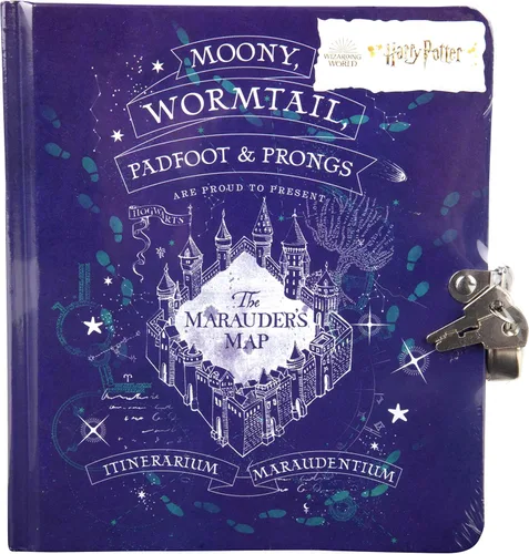 Miniatura 7 de Harry Potter Diario de mapa de Marauder para niños, cuaderno de diario con cerradura y llave con 216 páginas rayadas, con licencia oficial, regalo
