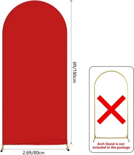 Miniatura 3 de AIBIIN Telón de fondo de pared de arco rojo de 2.6 x 6 pies, cubierta de fondo redondo para Navidad, día de San Valentín, color sólido, cubierta