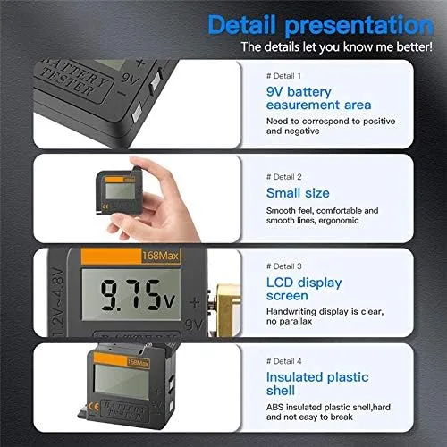 Miniatura 4 de Nuevo probador de batería de pila de botón Instrumento de medición de batería para baterías AA/AAA/9V/1.5V/C/D regular/recargables