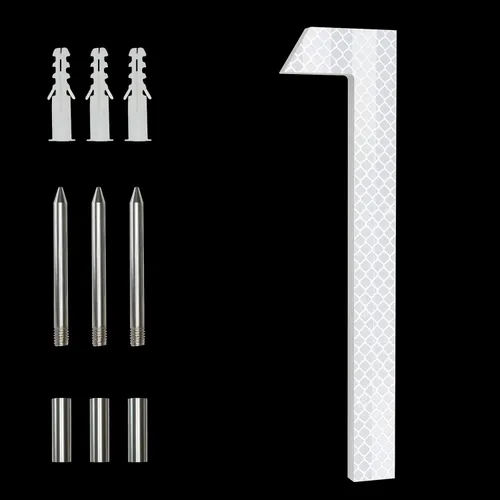 Miniatura 11 de Números Reflectantes de 8 Pulgadas para Dirección en Casa, Números de Casa Modernos de Metal Negro para Dirección en la Calle, Números de Casa