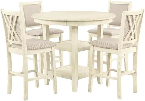 Miniatura 13 de New Classic Furniture Amy - Juego de mesa de comedor de 5 piezas, color beige y marrón