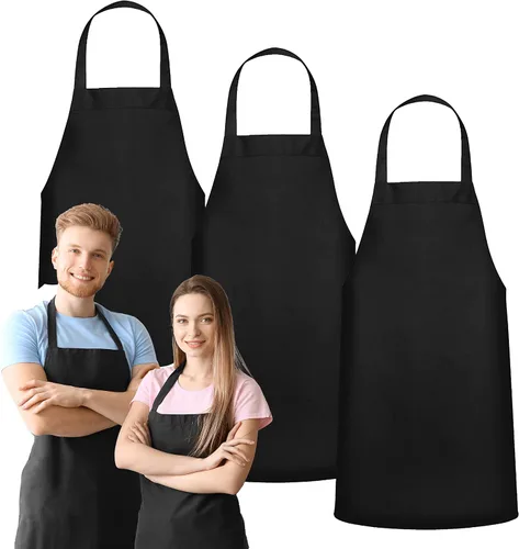 Green Lifestyle - Juego de 12 delantales unisex, color negro, lavables a máquina, para cocina, manualidades, barbacoa, dibujo, exteriores