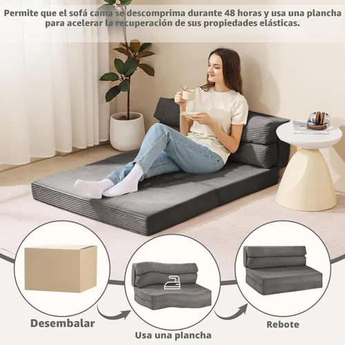 Miniatura 9 de JUIKURY Sofá cama plegable, silla cama convertible con almohada, colchón plegable, sofá cama de dos en uno, sofá cama extraíble portátil, silla cama