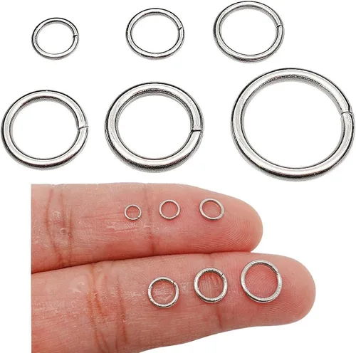 Kit de anillos de salto de acero inoxidable de 0.157 in, 0.197 in, 0.236 in, 0.276 in, 0.315 in, 0.394 in, de metal, redondo, para manualidades,