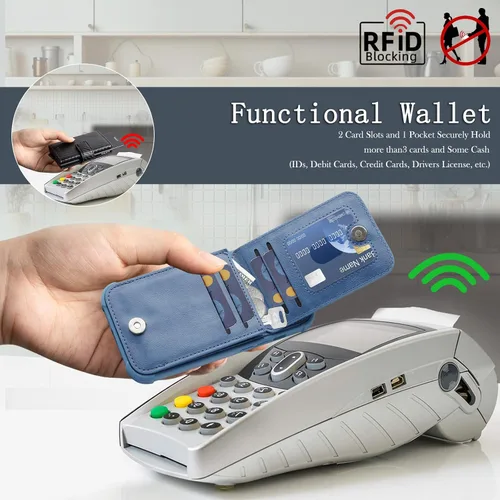 Miniatura 4 de VANAVAGY Funda tipo cartera compatible con iPhone 14 Pro para mujeres y hombres, de piel sintética, cierre magnético, con bloqueo RFID, tarjetero