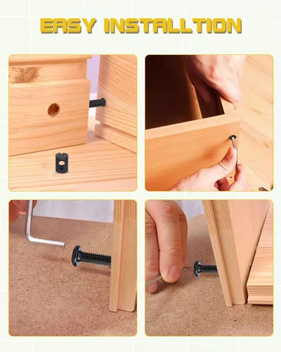 Miniatura 5 de Kit de repuesto de tornillos de cuna, 28 tornillos M6 y tuercas de barril para marco de cama, muebles, sillas y gabinetes, surtido de tornillos