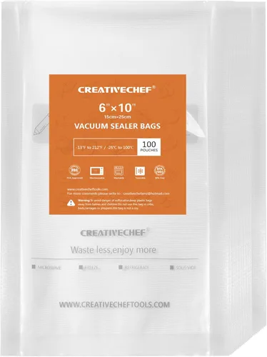 Miniatura 6 de CREATIVECHEF Bolsas selladoras al vacío de 100 cuartos de galón de 8 x 12 pulgadas, sin BPA, bolsas de sellado al vacío, bolsa precortada