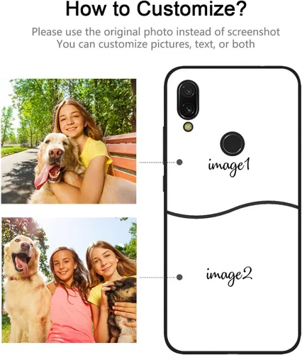 Miniatura 2 de Funda personalizada para teléfono Redmi Note 7 de 6.3 pulgadas, funda personalizada con múltiples imágenes, funda suave con nombre, regalo de Negro