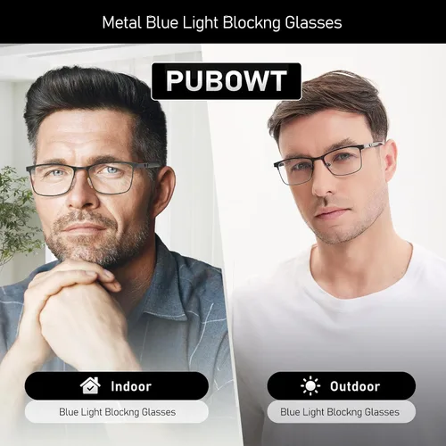 Miniatura 6 de Gafas de conducción con bloqueo de luz azul y visión nocturna para hombre, lentes fotocromáticas de metal, lentes para juegos de computadora PT2012