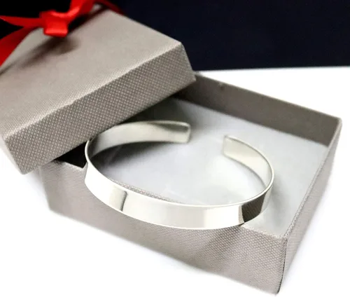 Miniatura 3 de Pulsera de plata pura 925 de plata esterlina maciza para hombre, brazalete contemporáneo de 0.315 in de ancho grabado para hombre, regalo