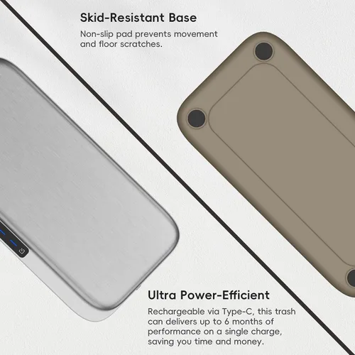 Miniatura 6 de EKO Basurero automático para baño con tapa, cubo de basura sin contacto de 2.1 galones con cubo extraíble, cubo de basura delgado de acero