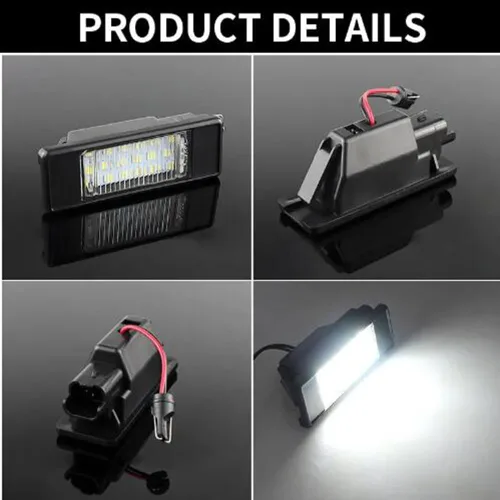 Miniatura 5 de BAKUGO 2 luces LED de matrícula para Nissan X-Trail T30 T31 Qashqai J10 J11 Primera P12 Pathfinder R51 Juke F15 para Benz W639 W906