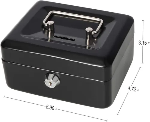 Miniatura 4 de Decaller - Caja de dinero con ranura para niños, caja de dinero pequeña con bandeja para dinero y cerradura de llave, 6 1/5 pulgadas x 5 pulgadas x