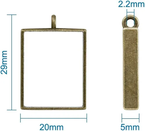 Miniatura 7 de Dijes de bisel con espalda abierta Bronce antiguo # Rectángulo