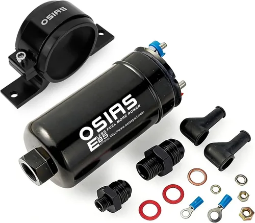 OSIAS Bomba de combustible externa EFI 380LH 1000HP de alto flujo 12V 145psi universal sólida para gasolina apta para entrada AN10/salida AN6 +