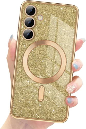 Miniatura 12 de Newseego Funda ultra magnética para Samsung Galaxy S22, funda de lujo con purpurina para mujeres y niñas, protección completa de la lente de la Negro