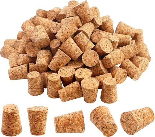 100 tapones de corcho cónicos #7, tapones de corcho de vino en blanco de primera calidad, tapones de repuesto de corchos, 0.8 x 0.6 x 1 pulgada