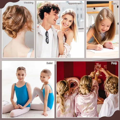 Miniatura 4 de Kit de 368 piezas de accesorios para el cabello de baile, pasadores de pelo marrones para mujeres, bandas de goma, pinzas para el cabello, redes