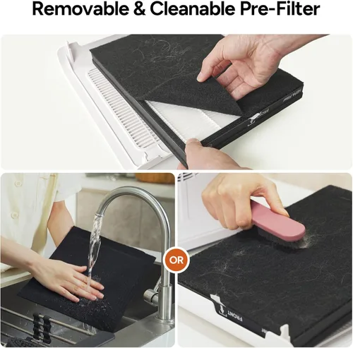 Miniatura 3 de Dr.Prepare Filtro de repuesto para purificador de aire DAP01, paquete de 2, filtro HEPA de 3 etapas con prefiltro lavable y carbón activado
