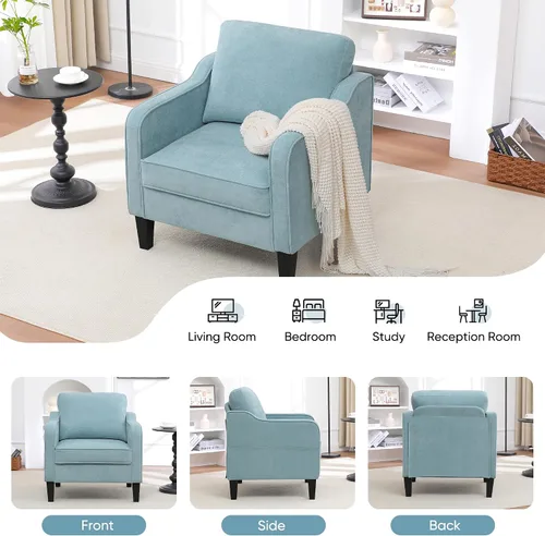 Miniatura 8 de Silla decorativa para sala de estar, silla de lectura moderna de mediados de siglo para dormitorio, sillón tapizado con bolsillos laterales, cómodo