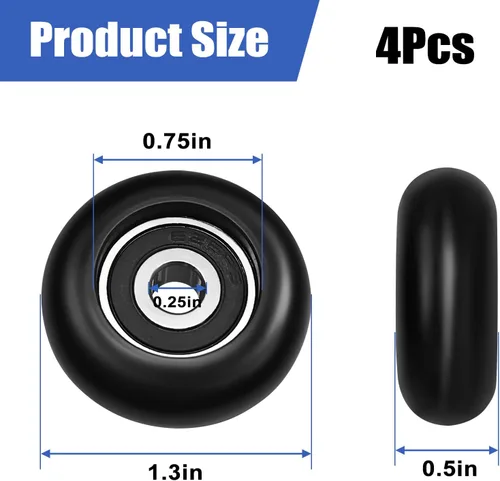 Miniatura 2 de Total Gym Juego de ruedas/rodillos de repuesto para modelos 2000, 3000 y más, 3000 XL, y algunos Very Early XL, negro (paquete de 4)
