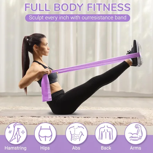 Miniatura 5 de TOPZGLEEY Juego de Anillo de Pilates – Círculo Mágico Antideformación de 14" con Asas Acolchadas, Mini Pelota, 5 Bandas de Resistencia, Guía, Equipo