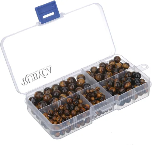 Miniatura 21 de RUBYCA Natural negro lava piedras preciosas redondas sueltas cuentas organizador caja de plástico fabricación de joyas mezcla tamaños