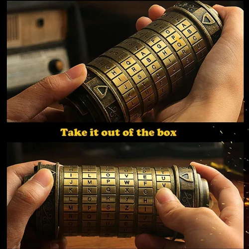 Miniatura 2 de Regalo único de San Valentín Criptex Código Da Vinci Mini Cryptex Cajas de rompecabezas con cerradura y compartimentos ocultos de metal pesado