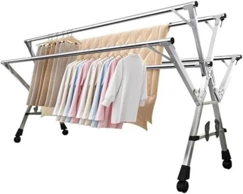 Adjustable Foldable Clothes Drying Rack, Outdoor Indoor Laundry Stand, for Drying Bedding, Shirts, Towels More in Balcony or Bedroom (94in 94in)