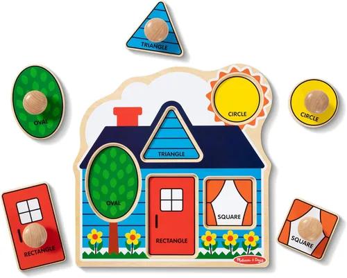 Miniatura 4 de Melissa & Doug First Shapes - Rompecabezas de pomo jumbo con formas, rompecabezas de clavijas de madera para niños pequeños, juguete educativo
